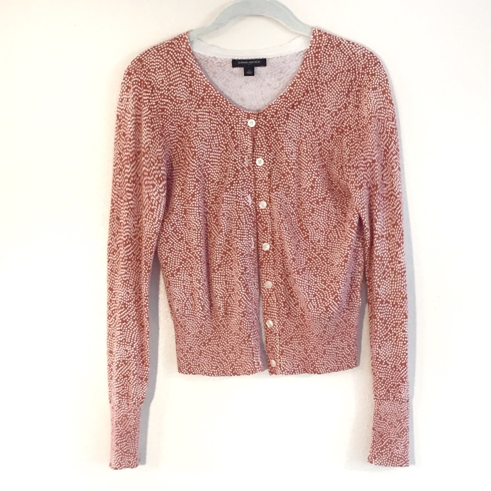 Banana Republic Orange Polka Dot Cardigan